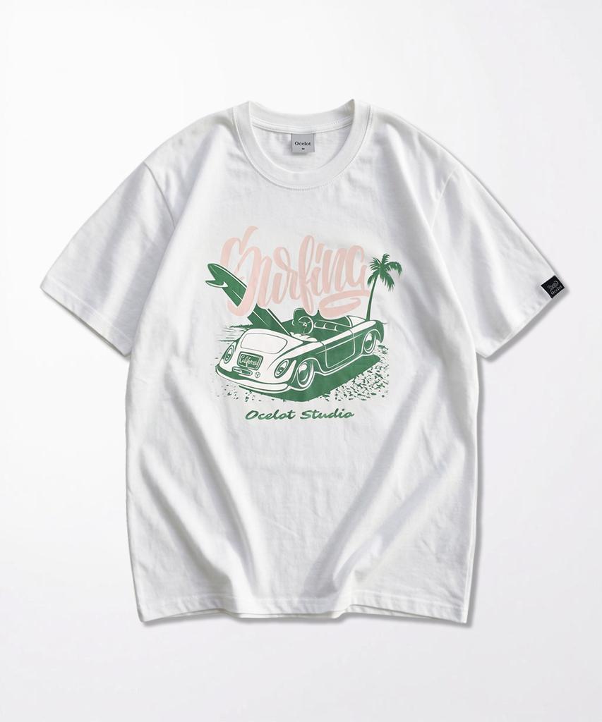 Osillos C97 Surfing Car Oversized Short Sleeve T-Shirt_White