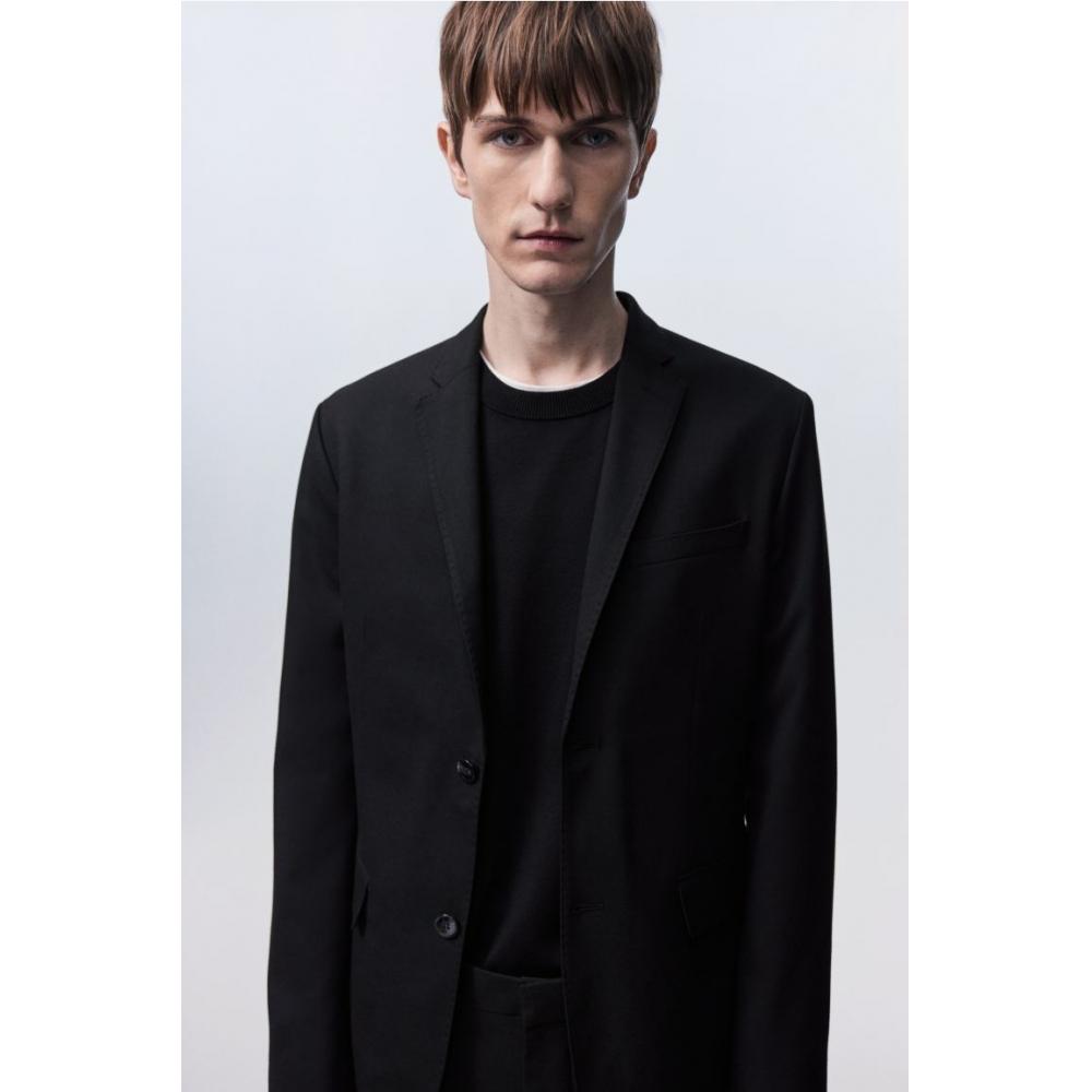 H M Single Breasted Jacket sliM Fit Black