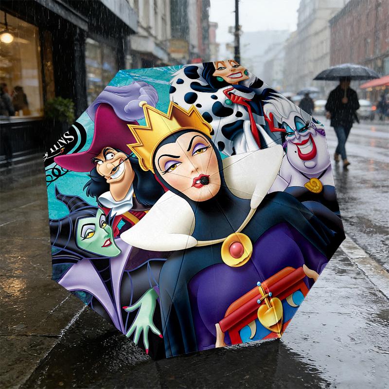 Disney Villains 8 Ribs 3Fold Black Glue Uv Protection Umbrella Sun Protection Rainproof Compact Folding Umbrella For Travel Daily Use C924962
