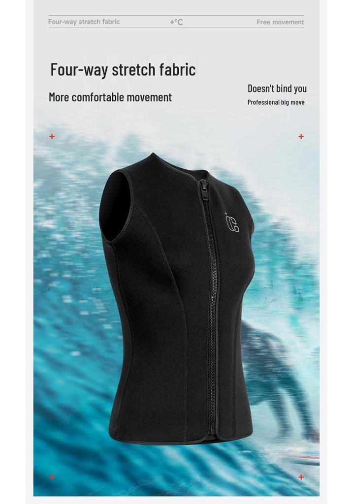 Top de neopreno sin mangas con forro polar de 3 mm unisex para natación en aguas frías, surf y snorkel.