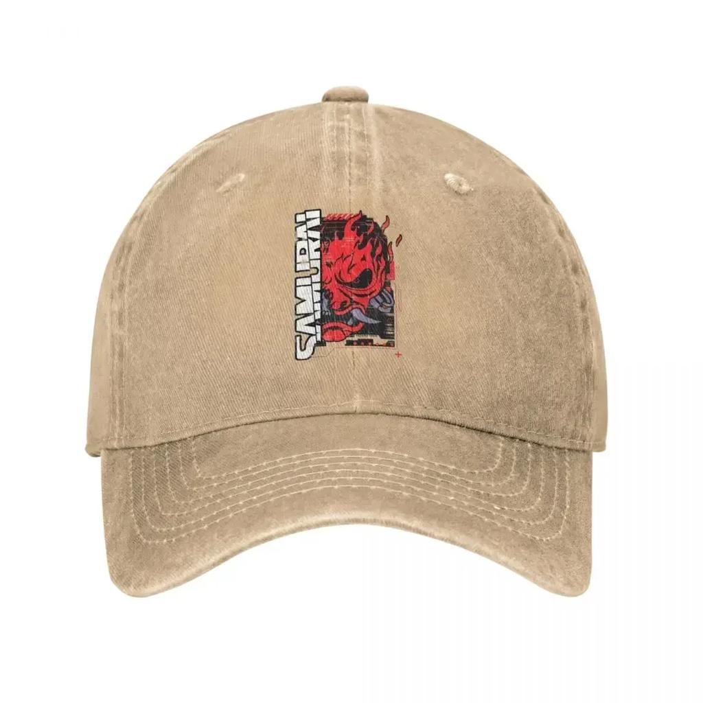 Samurai Rock Band Game Baseball Cap Vintage Denim Washed Cyber Japanese Punk Gaming Snapback Hat Unisex Women Outdoor Workouts Hats