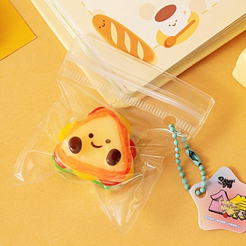 5Pcs Bread Dumping Food Stress Relief Squeeze Toys Mini Mochi  Toys Sensory Pinch Fun Party Favor Gift Keychain Pendant