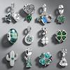 Lucky Four Leaf Clover Charms 925 Silver Beads Fit Original Bracelet Green Rose Horseshoe Dangle Charm DIY Jewelry Gift