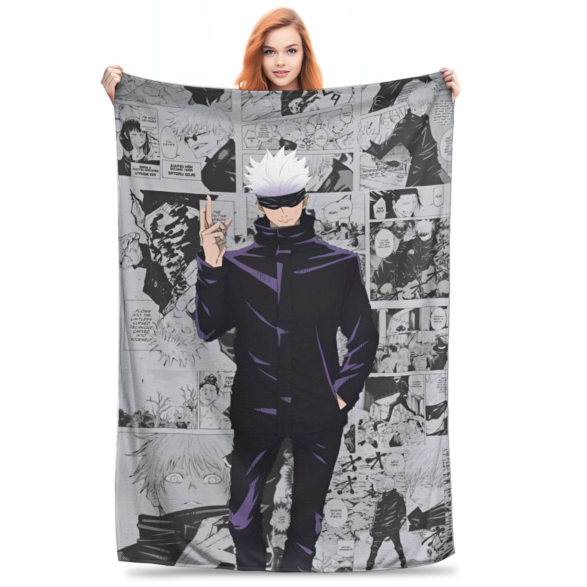 Gojo Satoro Jujutsu Kaisen Stuff Blankets Super Soft Fleece Throw Blanket Cozy Bedspread 130x150cm