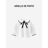 French Arielle De Pinto Girls' Spring and Autumn Sweet Lace Pullover T-Shirt White Collared Shirt