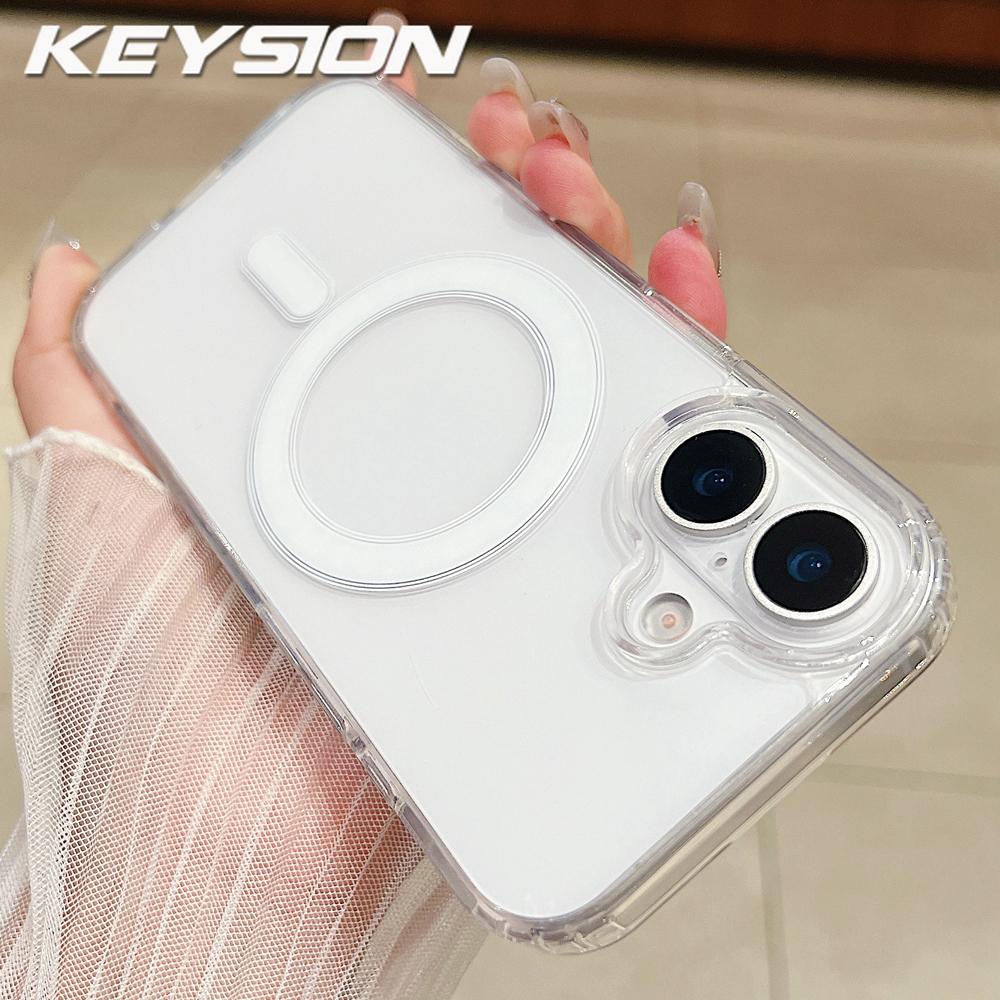 

KEYSION Кристально прозрачный магнитный чехол HD для беспроводной зарядки Magsafe для iPhone 17 Pro Max 17 Air Жесткий ПК Чехол для телефона for iPhone 17 чистый