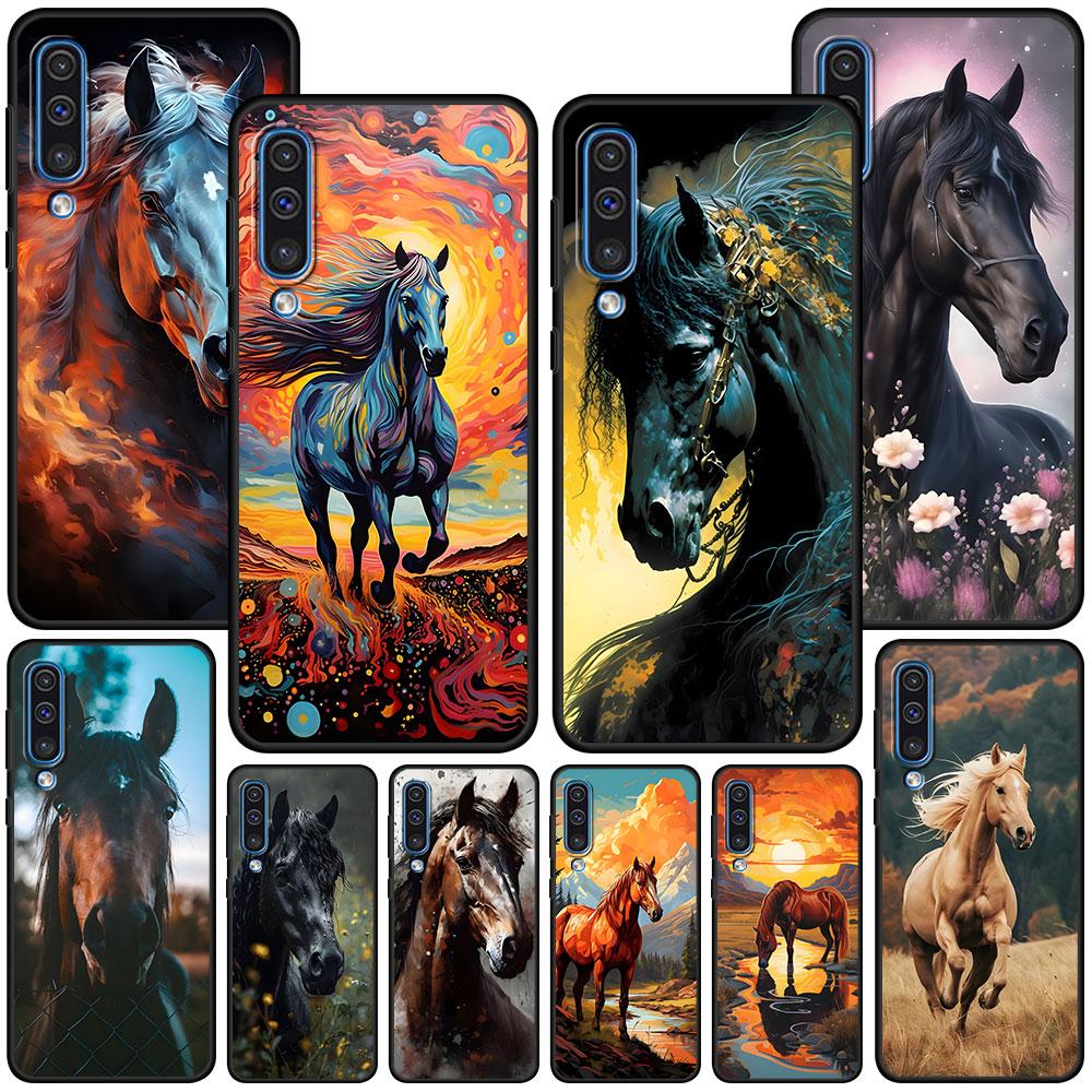 Horse Case for Samsung Galaxy A10s A50 A50s A02s A03s A20 A30 A20e A70 A70s A20s A30s A10 A40 A04 A04s A03 TPU Black Phone Cover