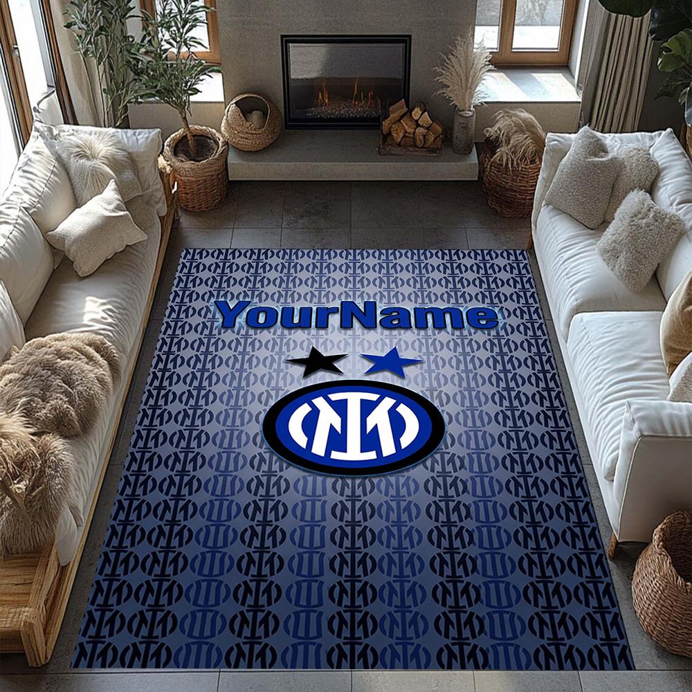 Inter Milan Customized Name Floor Rug Office Rug Perfect for Outdoor Foyer Game Room Living Rooms Antislip Carpet Decorate Offices