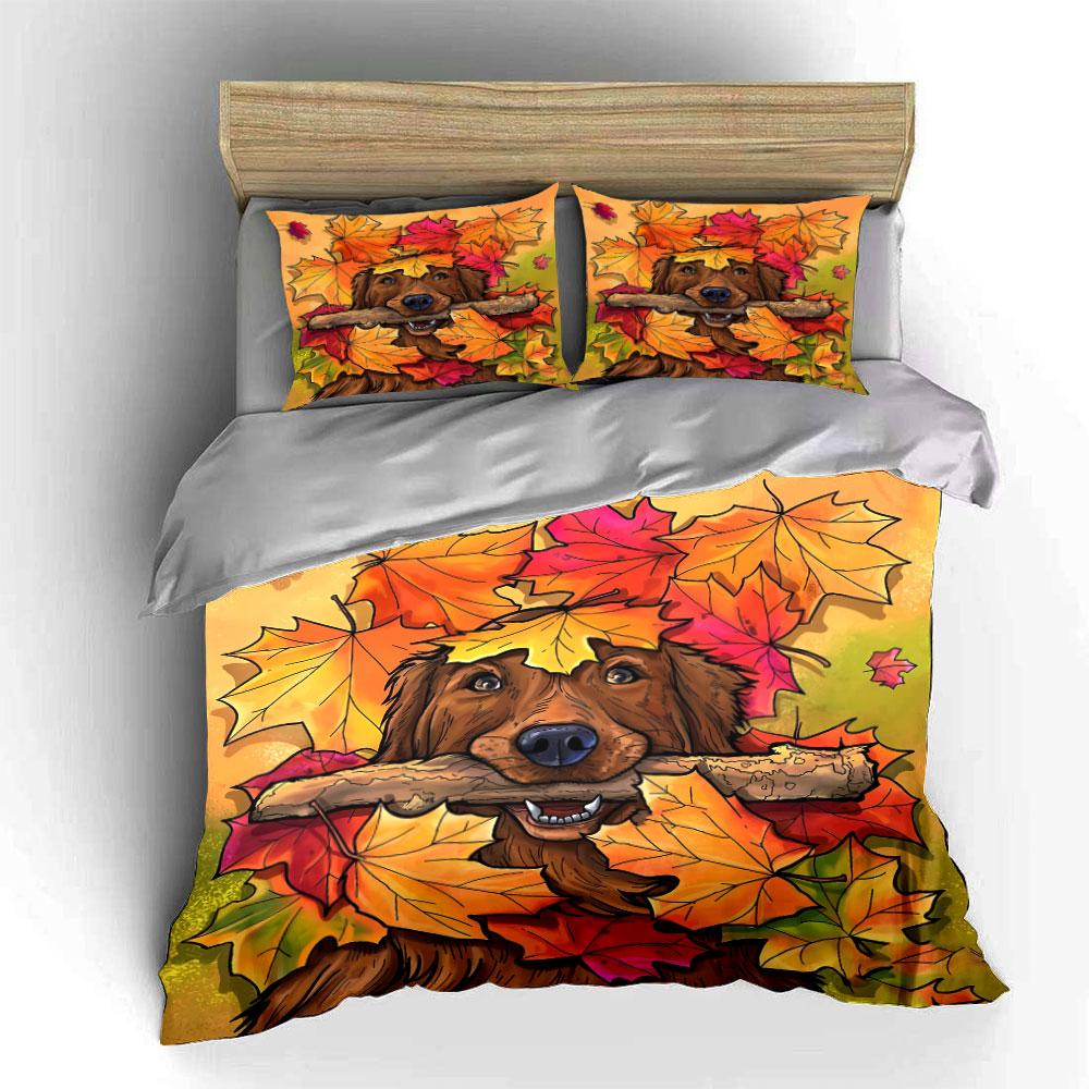 Autumn Leaves Decor Set Soft Comfortable Duvet Cover Bedding Set Included 1*Duvet Cover & 2*Pillowcases, Gift