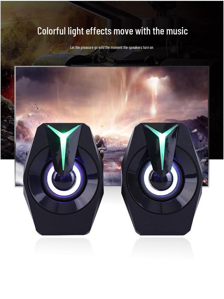 2.0 Luminous RGB Gaming Speakers, Seven-Color Computer Esports Speakers