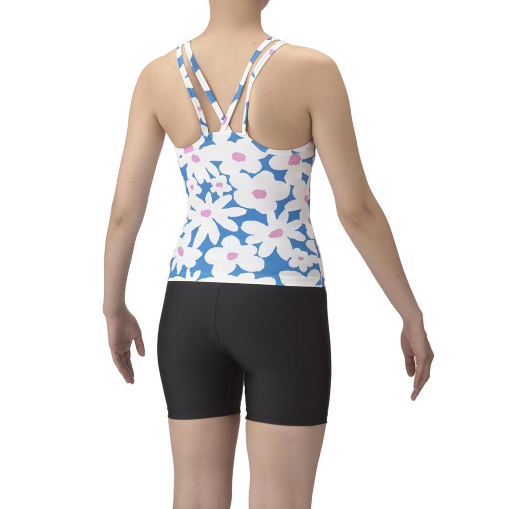 Swimsuit Fitness Separates Insertable Blue x Black SS [Arena] (Mid-Leg, Pads) Women's (BLBK)
