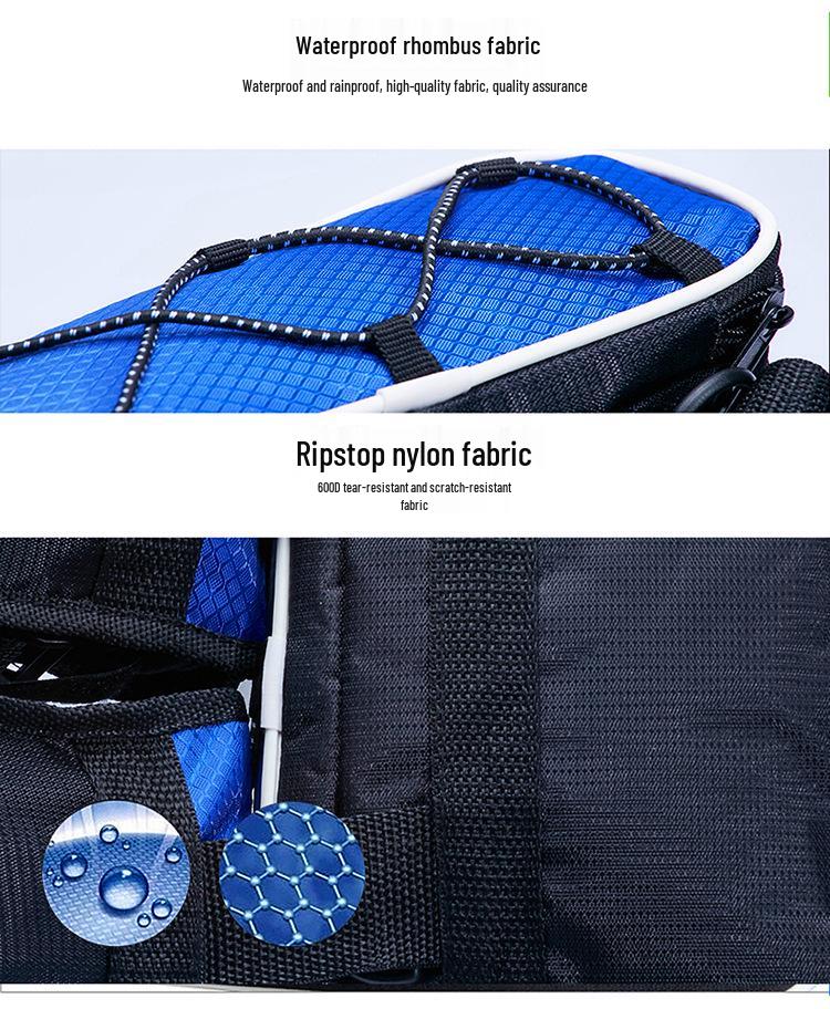 Waterproof Bicycle Top Tube Bag with Rain Cover - Four-in-One Mountain Bike Front Bag