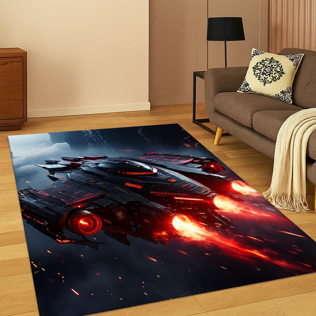 3D Air Force Jet Fighter Spitfire Aircraft Airplane Carpet Rug for Living Room Sofa Playroom Bedroom Doormat Decor Non-slip Mat