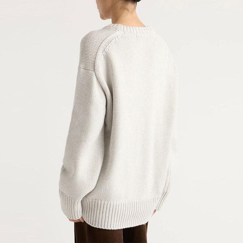 Europe, America, Autumn and Winter New Loose Round Neck Long-sleeved Sweater Casual Thick Thermal Pullover Knitted Sweater Top Women