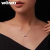 WOSTU Moissanite Rose Flower Stud Earrings Women S925 Silver Diamound Cut Rose Pearl Pendant Necklace Wedding Party Jewelry Gift