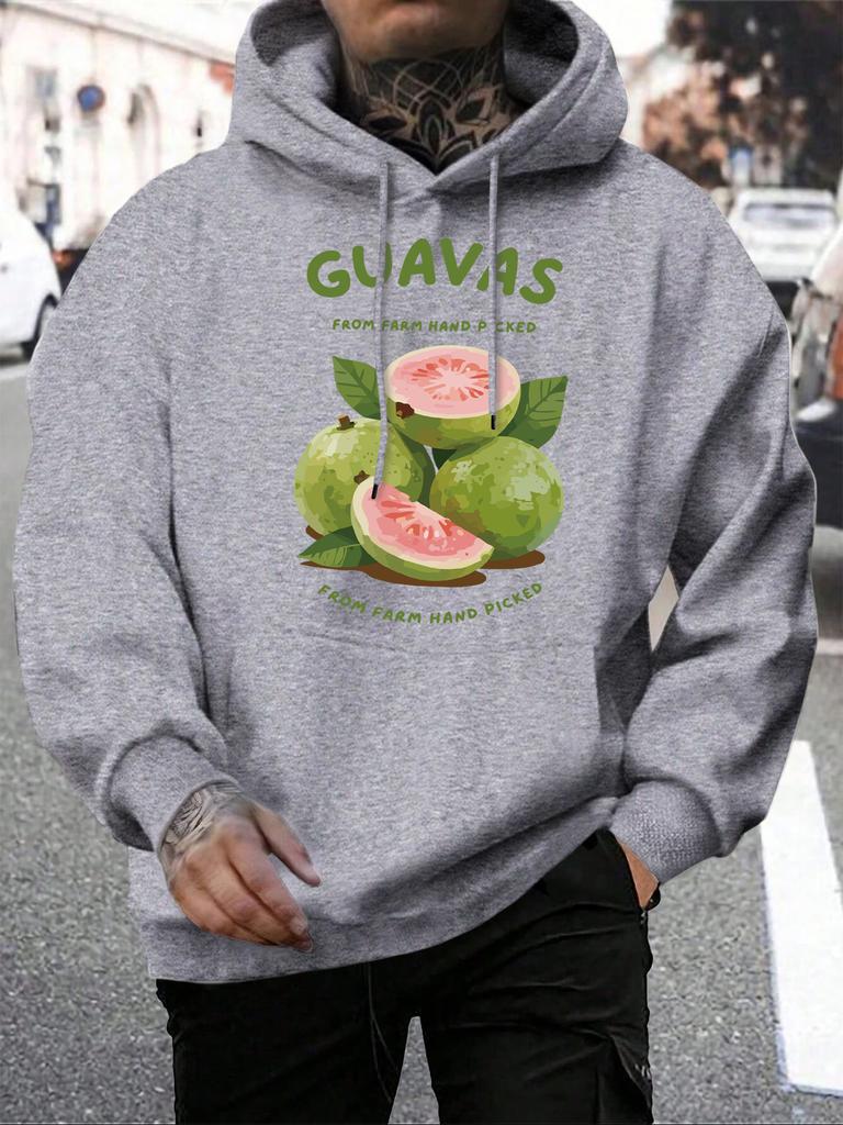 Guavas From Farm Hand Picked Print Men Hoodies Harajuku Multicolor Pullovers Fleece Soft Sportswears Casual Pocket Hoody Unisex