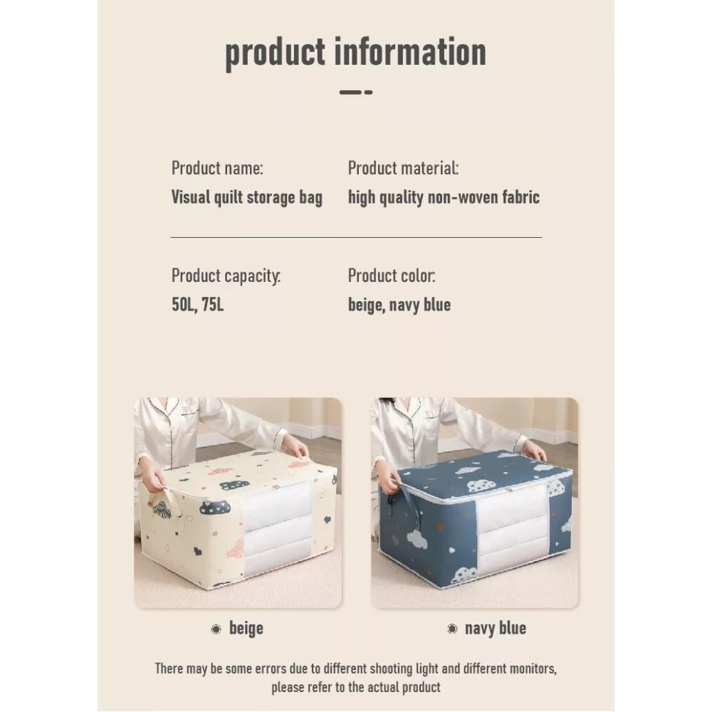 Maximize Your Storage Space with this Large Capacity Clothes Organizer Bag - Reinforced Handle, Sturdy Zipper, Clear Window!