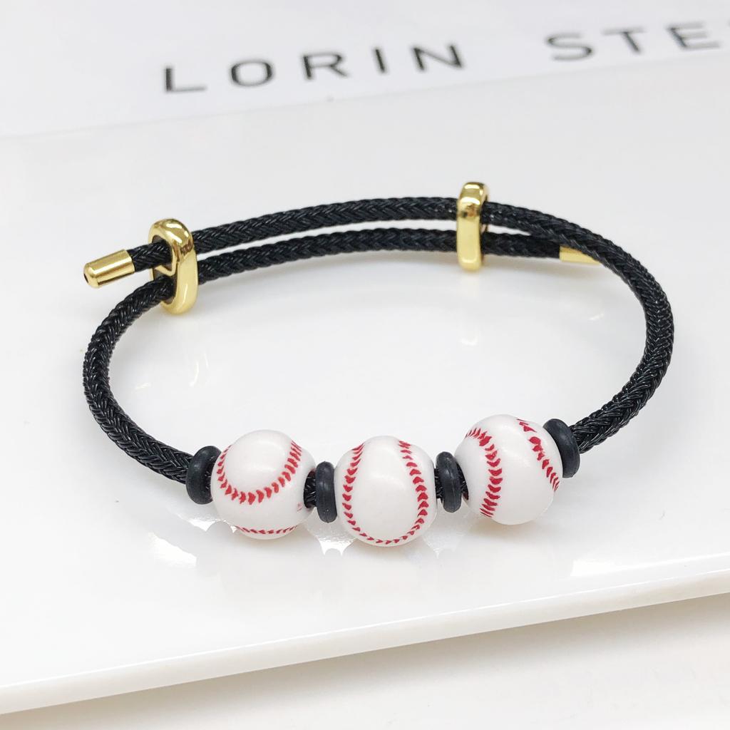 New Sports Ball Beaded Bracelet Adjustable Wrist Football Basketball Baseball Tennis Jewelry for Men Women Teen Fashion Gift