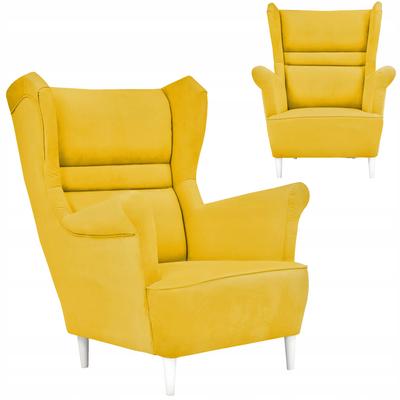 Zoja Scandinavian Wing Chair, Lemon Yellow, Profiled