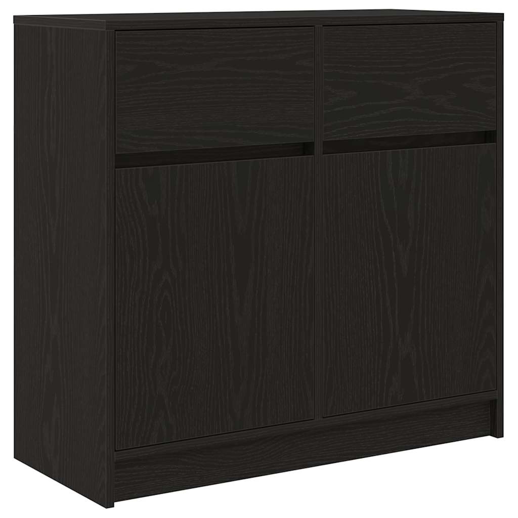 Sideboard with Drawer Black Oak Effect 80 x 34 x 76 cm