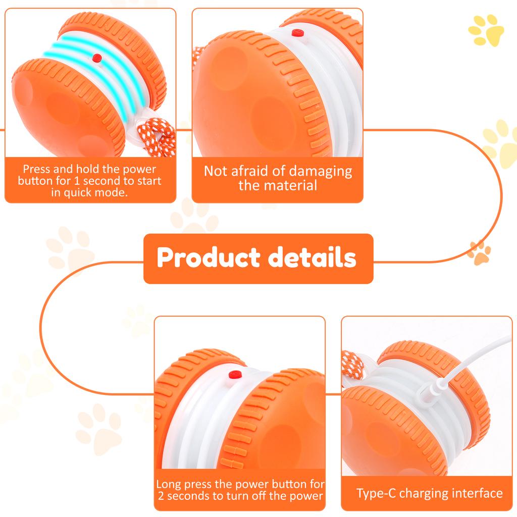 Interactive Dog Toy 2 Speed Mode Moving Cat Dog Toy with Rope Motion Activated Automatic Moving Pet Toy Ball Pet Supplies