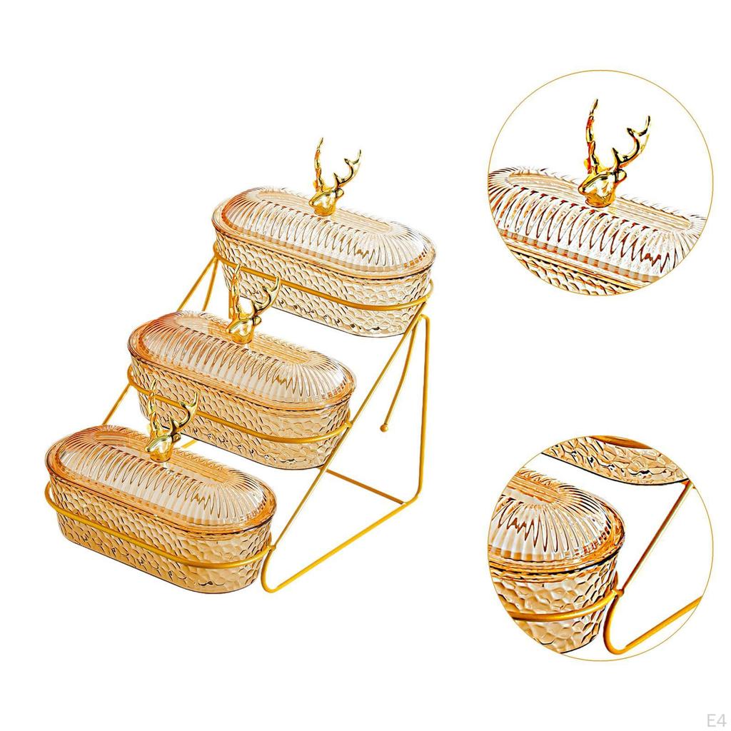 Fruit Basket Bowl Fruits Holder 3 Tier Versatile with Metal Stand Serving Tray for