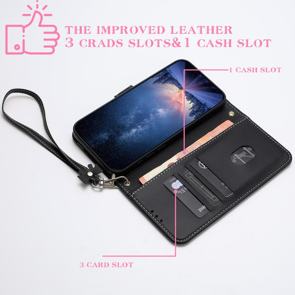 For Samsung Galaxy A17 5G/A26 5G Case Bowknot Decor Wallet Leather Phone Cover with Wrist Strap