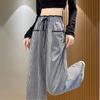 Women's Autumn and Winter Plaid Lace-up High-waisted, Slimming, Versatile, Casual, Drape, Fashionable Wide-leg Pants