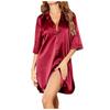 European & American Women's Silky Shirt: Solid Color, Sexy, Smooth Pajamas, and Comfortable Home or Outerwear.