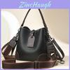 Fashionable Women's Bucket Bag Large Capacity Vintage Style With Wide Shoulder Strap In Black And Coffee