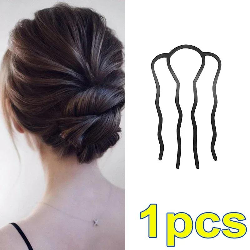 Black Metal Hair Fork Clip Women Hair Pin Combs Messy Bun Hairpin Clip Side Combs Updo Sticks Hair Styling Tool
