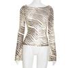 Zebra Printed Mesh Sheer Sexy Shirts & Blouses Long Sleeve Tops Fashion 2025 Fall Clothes for Woman