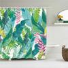 Green Plant Leaves Shower Curtains Bath Curtain Bathroom 3d Printed Fresh Waterproof Polyester Cloth With Hooks Home Decor Mat
