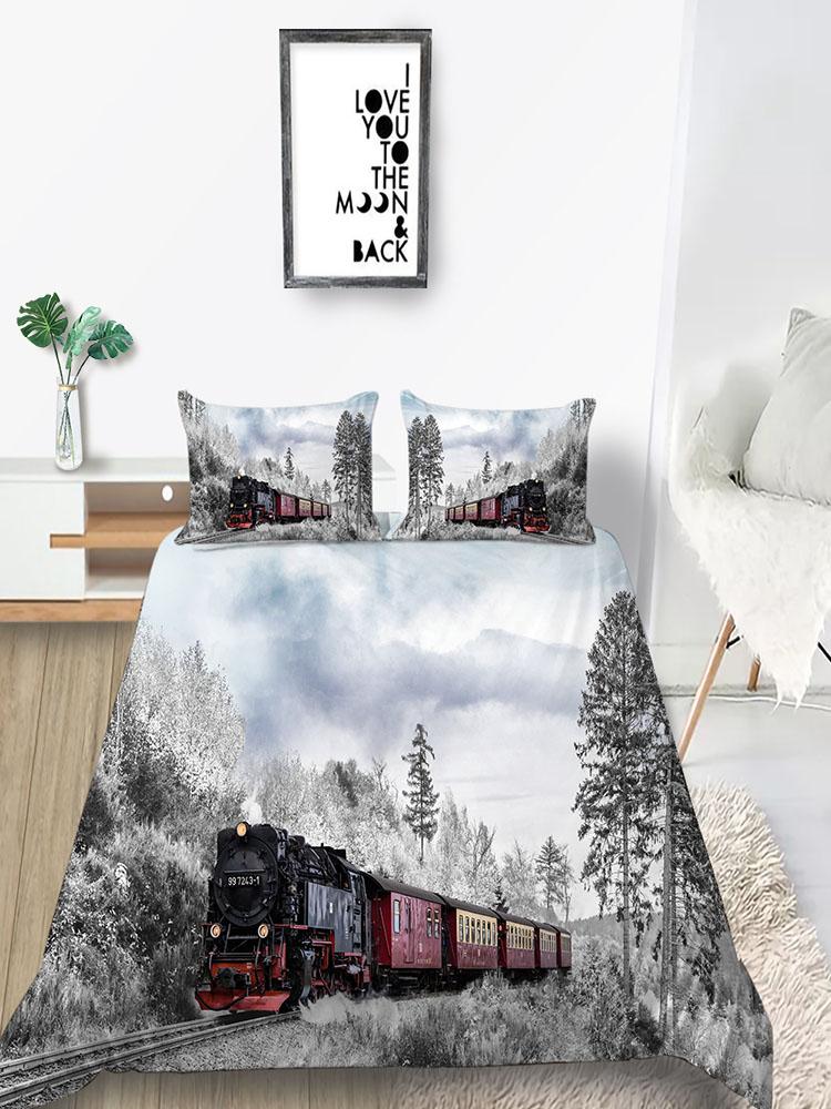 Bedding Cover Suit 2/3 Pcs Home Bedclothes Train Unique Design Quilt Covers with Pillowcase Highend Bed Cover Sets