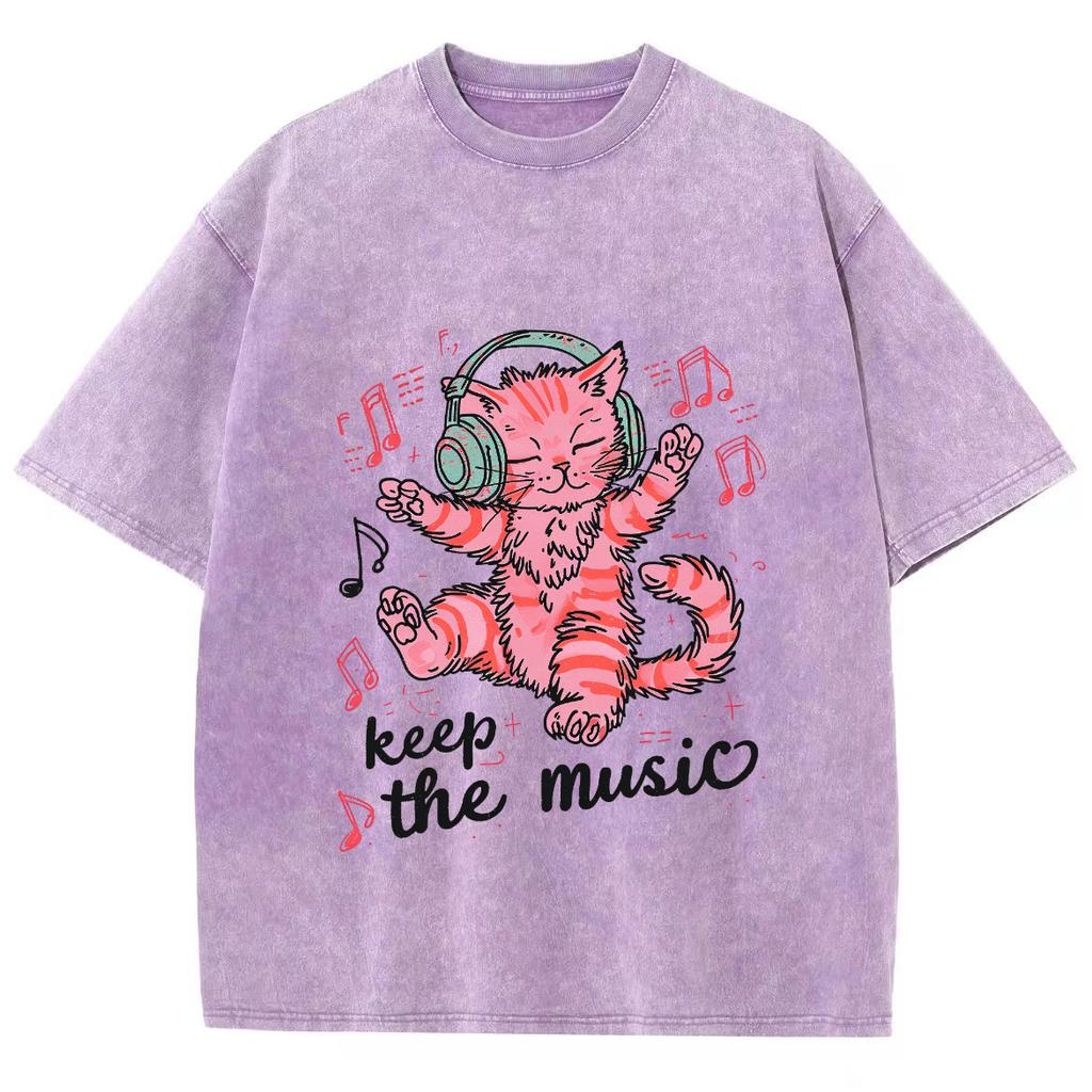 Übergroßes T-Shirt Acid Washed Tee Print Retro Punk T-Shirt Für Herren Damen Erwachsene 100% Baumwolle Harajuku Casual Streetwear
