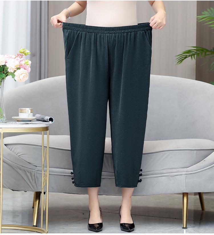 Set de vară cu mânecă scurtă pentru femei de vârstă mijlocie și în vârstă - ținută lejeră de slăbire din două piese