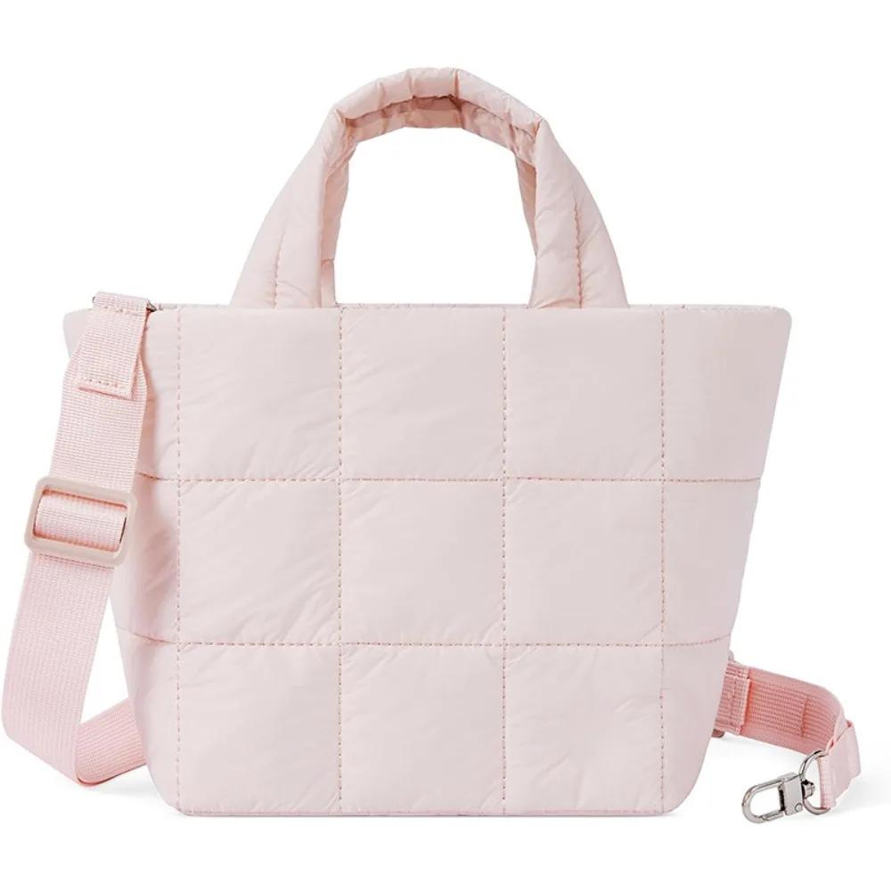 Lightweight Quilted Tote Bag Nyl Multi-Pocket Puffer Bag Large Capacity Detachable Strap Shoulder Bag Women