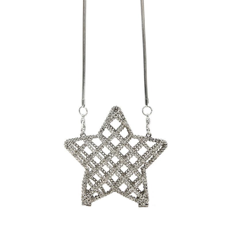

Hollow metal star bag autumn 2025 new European and American fashion design ins women s messenger dinner bag tide срібний