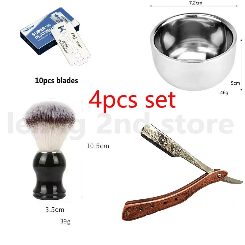 1 ks Dřevěný Profesionální Ruční Holicí Strojek Rovná Čepel Nerezová Ocel Ostrá Holičská Žiletka Skládací Holicí Břitva na Vousy