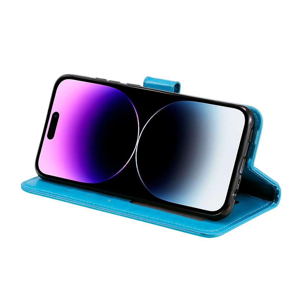 For iPhone 17 Pro Max Stand Case Imprinted Totem PU Leather Wallet Phone Cover with Wrist Strap