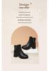 Red Dragonfly Women's Stylish High Heel Winter Boots - Genuine Leather Mid-Calf Short Boots with Chunky Heel and Cotton Plus Velvet Lining.