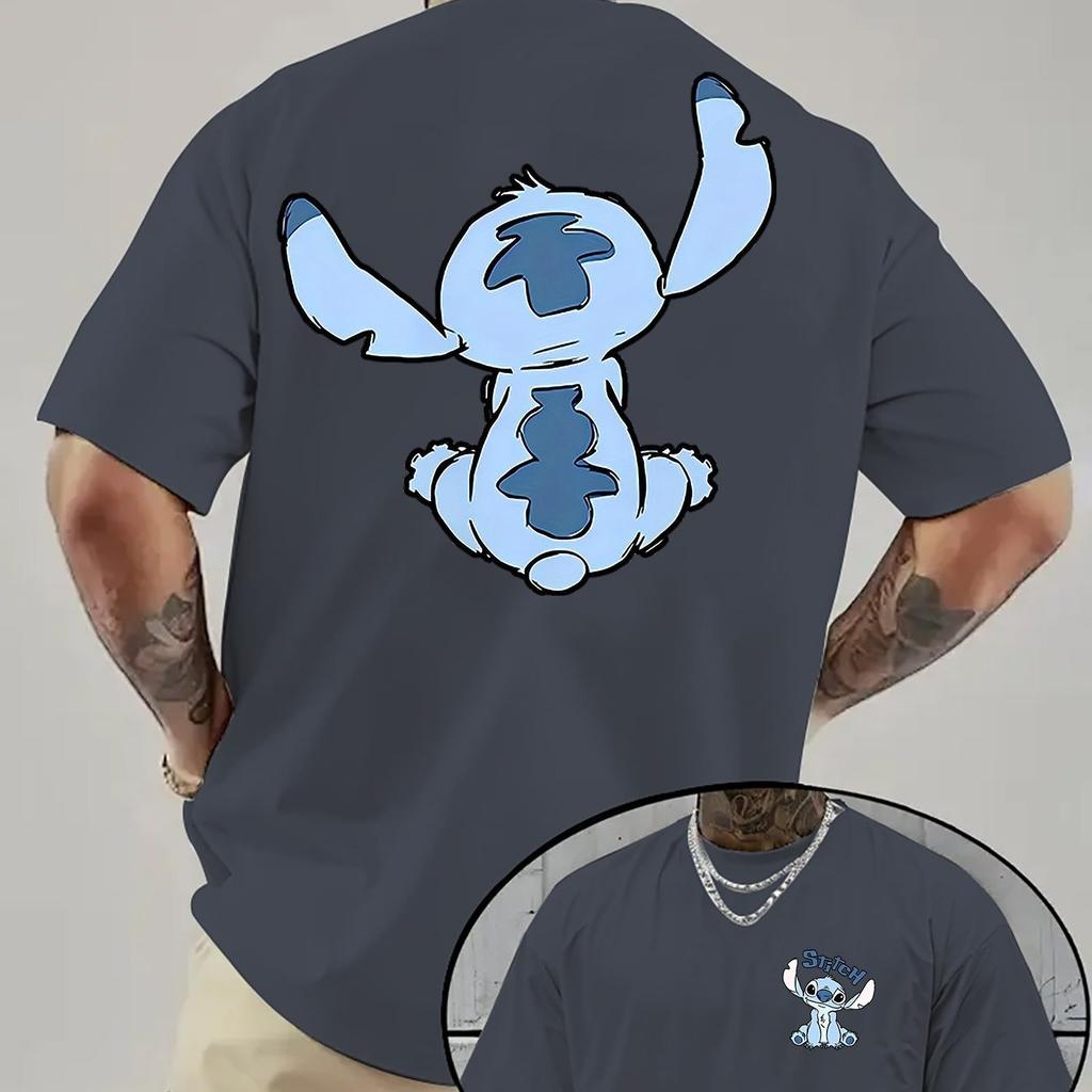 Summer Disney 2026 New Stitch Pattern Mens Casual Tshirt Summer Casual Comfortable Sports Short Sleeves Tees Tops Unisex