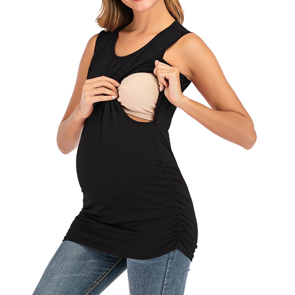 Women's Maternity  Top Breastfeeding Top Tee Shirt Double Layer Pregnancy