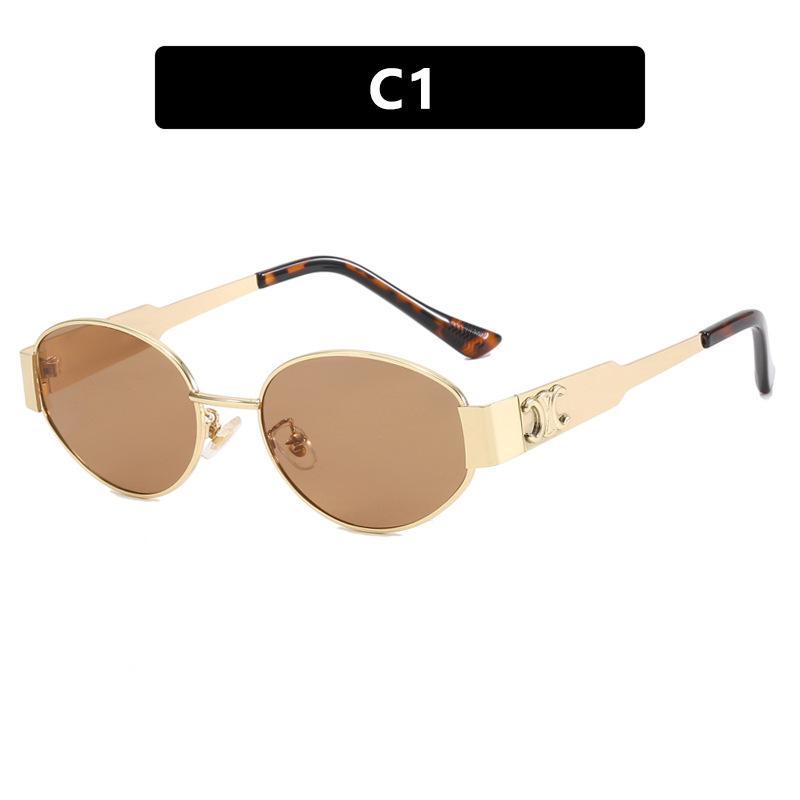 Style Retro Lisa Sunglasses  Oval Frames With Gold And Black Color Choices