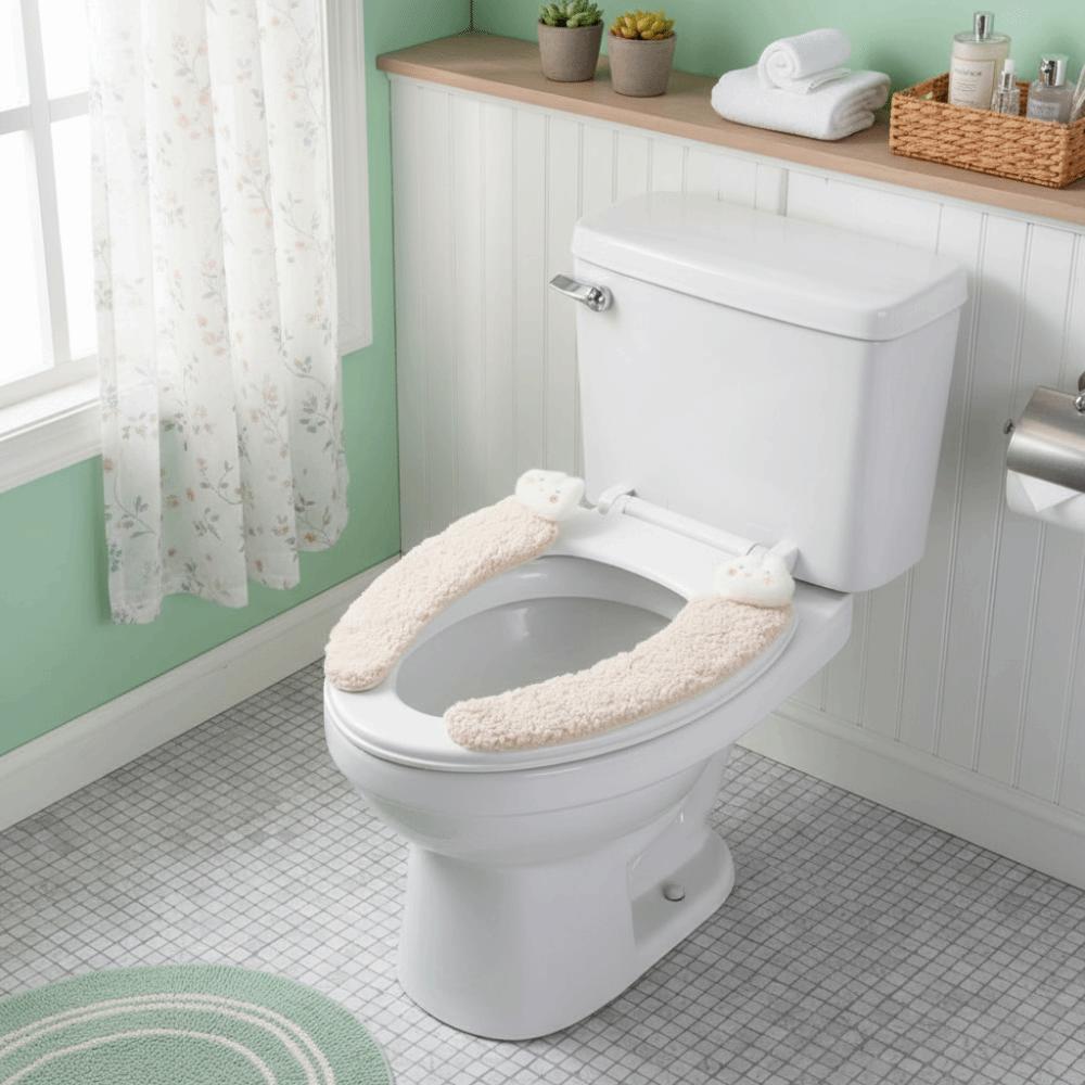 Adhesive Adhesive Toilet Mat Comfortable Cartoon Rabbit Toilet Mat Lamb Fleece Toilet Mat Home Use