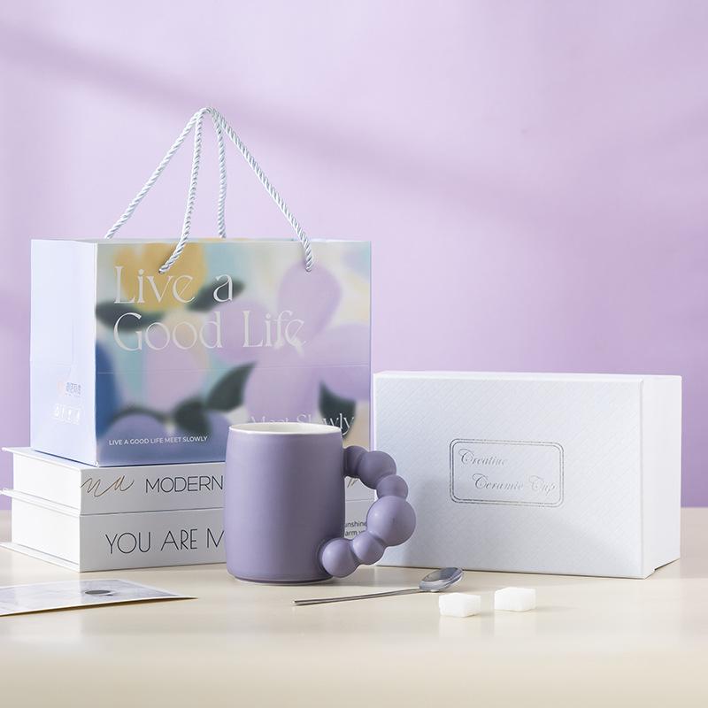 Gutes Leben Farbglasur Kreativer Becher Hochwertige Keramik Kaffeetasse Geschenkbox Souvenirgeschenk Feiertagsgeschenk Tasse
