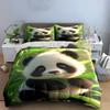 Cute Panda with Bamboo Illustration Bedding Set (1 Duvet Cover, 2 Pillowcases, Duvet Not Included) Sofas