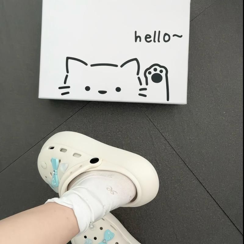 Cartoon Small Fish Thick-soled Heightened Comfortable Non-slip Bag Head Cool Slippers Summer New Beach Vacation Hole Shoes