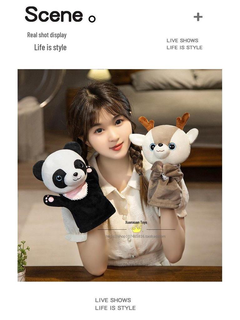 Shiba Inu Cat Hand Puppet with Moving Mouth - Soothing Doll for Storytelling and Ventriloquism In Kindergarten