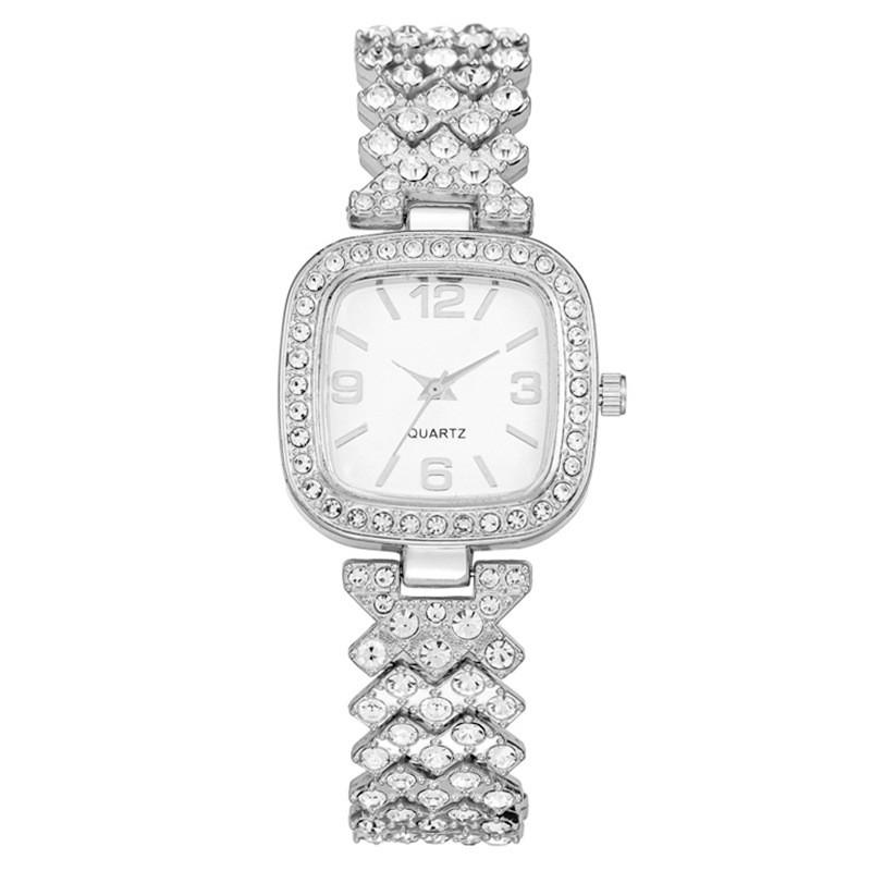 Fashion Square Diamond Embellished Women Watch With Quartz Movement For Gift Or Office Use